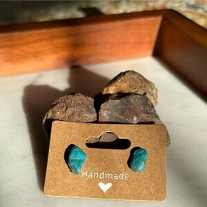 Handmade Raw Chrysocolla Earrings